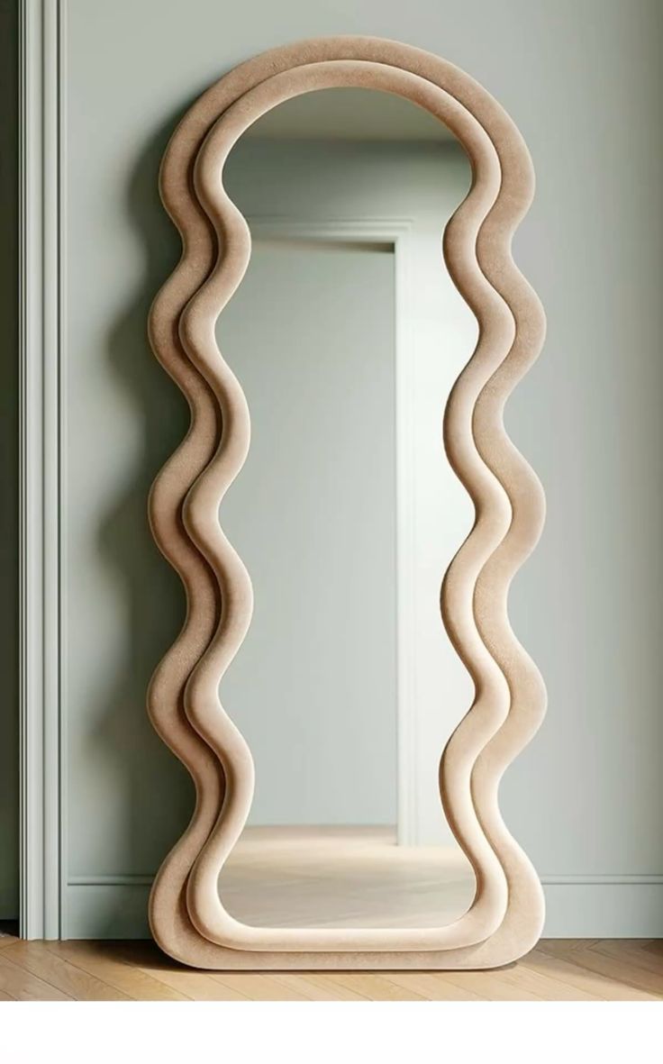 Venus Wavy Velvet Full-Length Floor Mirror