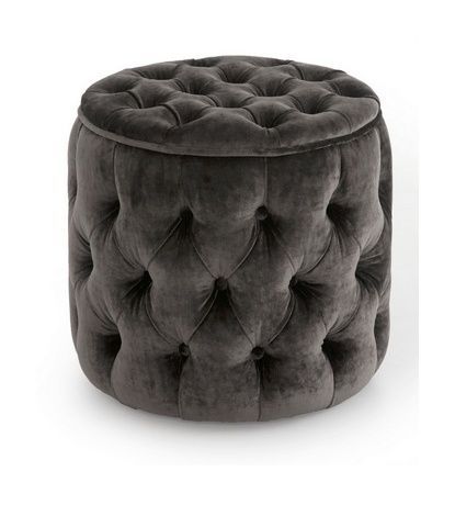 Chiara Grey Velvet Storage Ottoman Stool